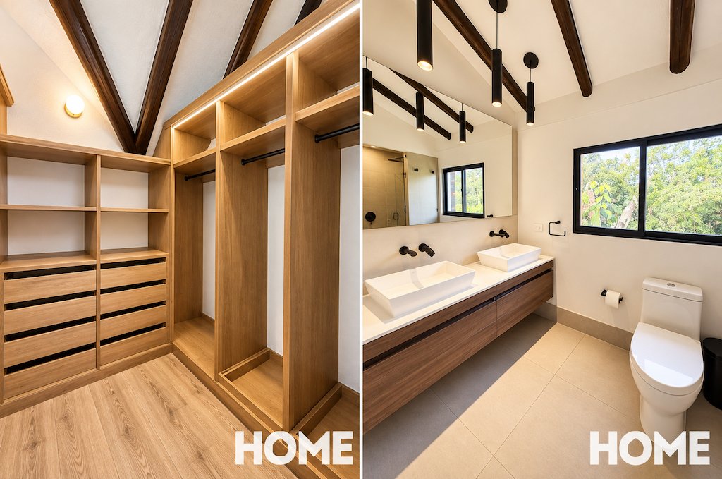 12Modern Home Closet and Bathroom Split-Screen