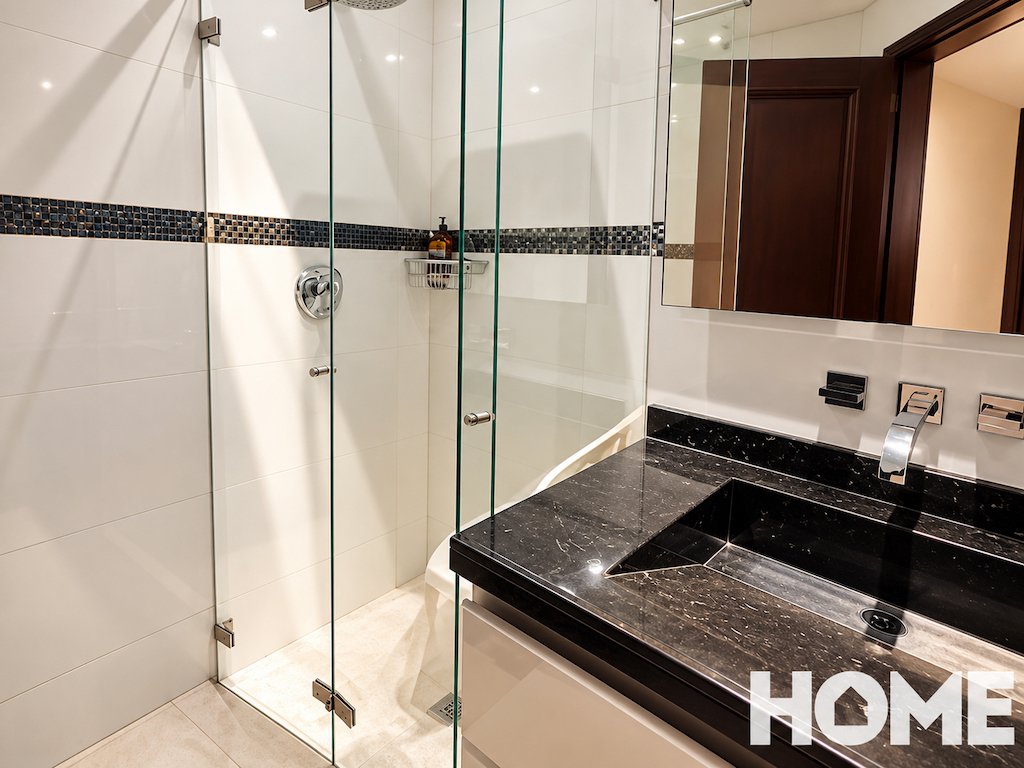 23Modern Glass Shower and Marble Vanity