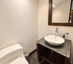 30Modern Powder Room with Wood Vanity
