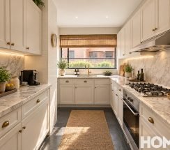 6Elegant Marble Galley Kitchen