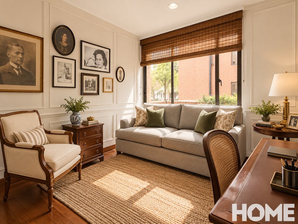 8Elegant Sunlit Living Room Study